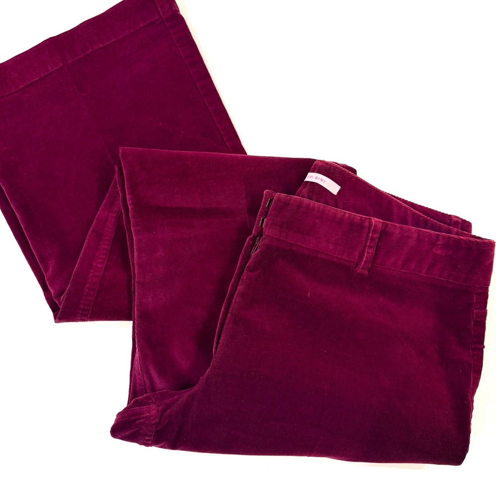 Gianni Bini Pinwale Corduroy Bootcut Flare Pants Burgundy 10 70s Vamp Romantic - Picture 5 of 7